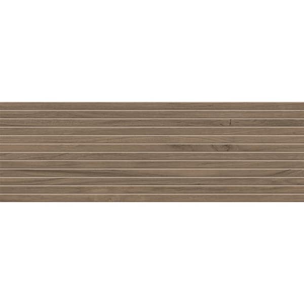 Flume Umbra Brown 13-in. x 39-in. Subway Linear Wood-Look Matte Ceramic Wall Tile Sample