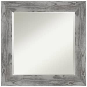 Bridge Grey 26 in. W x 26 in. H Wood Framed Beveled Bathroom Vanity Mirror in Gray