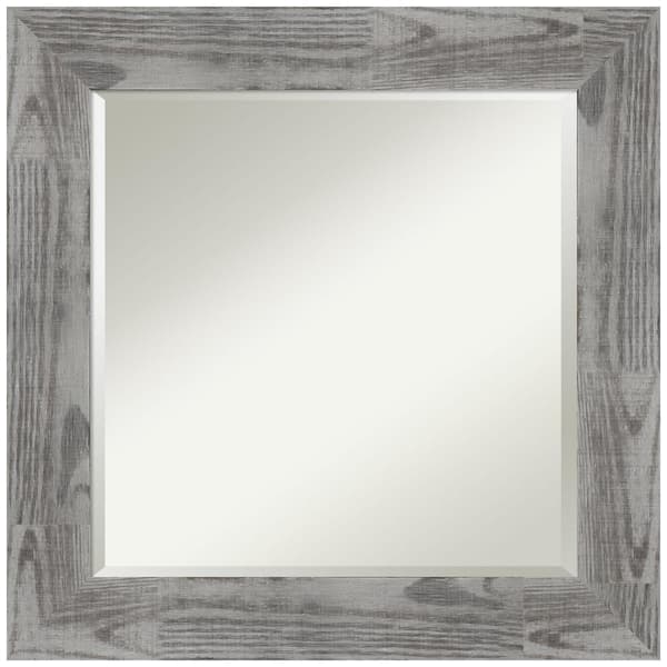 Amanti Art Bridge Grey 26 in. W x 26 in. H Wood Framed Beveled Bathroom Vanity Mirror in Gray