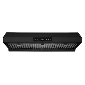 HAUSLANE 30 in. Ducted Under Cabinet Range Hood with 3-Way Venting  Changeable LED Powerful Suction in Matte Black UC-PS18BLK-30 - The Home  Depot