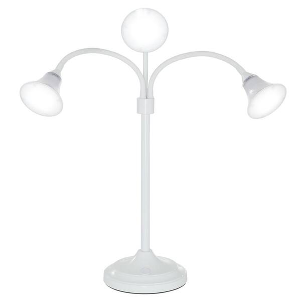 Lavish Home 30.5 in. White 3-Headed Desk Lamp with Adjustable Arms