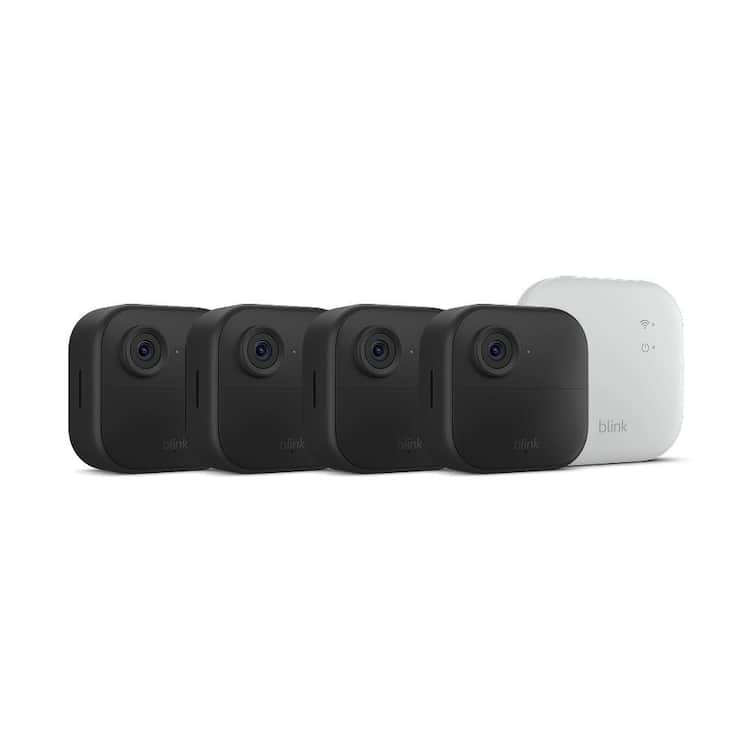 Blink Outdoor 4 - Wireless Battery Operated Outdoor Security Camera System with 4 Cameras and Included Sync Module XR, Black