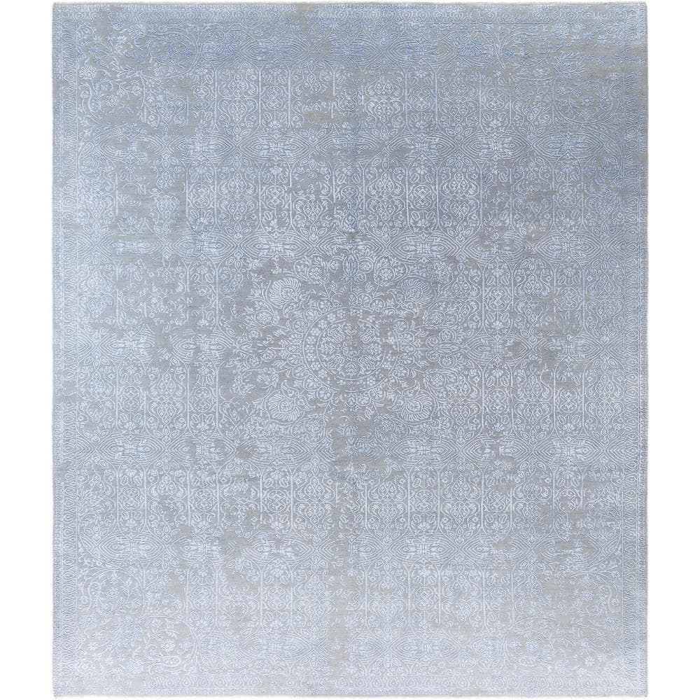 Ikat Gray 9 X 12 Hand-Knotted Wool Silk Indoor Area Rug price history on PriceWatchPro