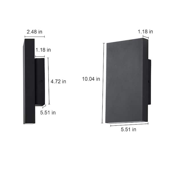 EDISLIVE Barryion 2-Light Modern Black Outdoor Integrated LED Wall