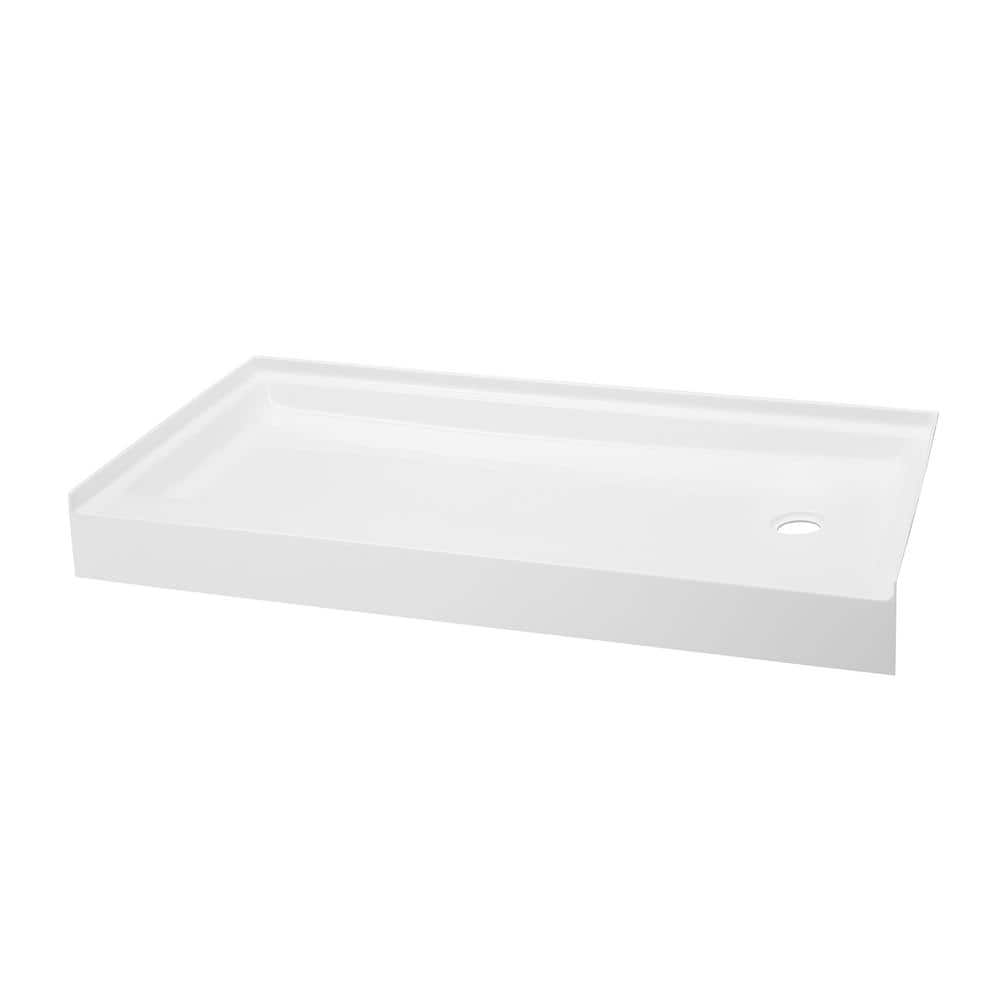 Voltaire 60" x 34" White Acrylic Shower Base with Right Drain