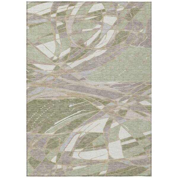 Chantille Machine Washable Indoor/Outdoor Abstract ACN2862 Celery 8 ft. x 10 ft. Area Rug