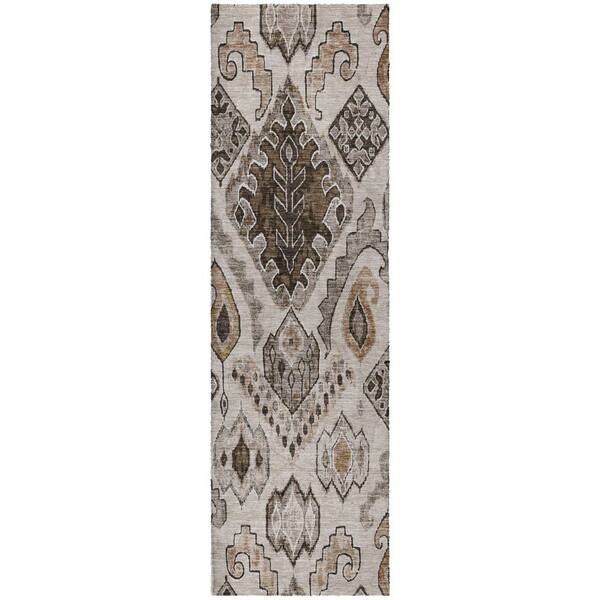 Dream Shag Premium Machine Washable Abstract ADS775 Brown 2 ft. x 7 ft. Runner Rug