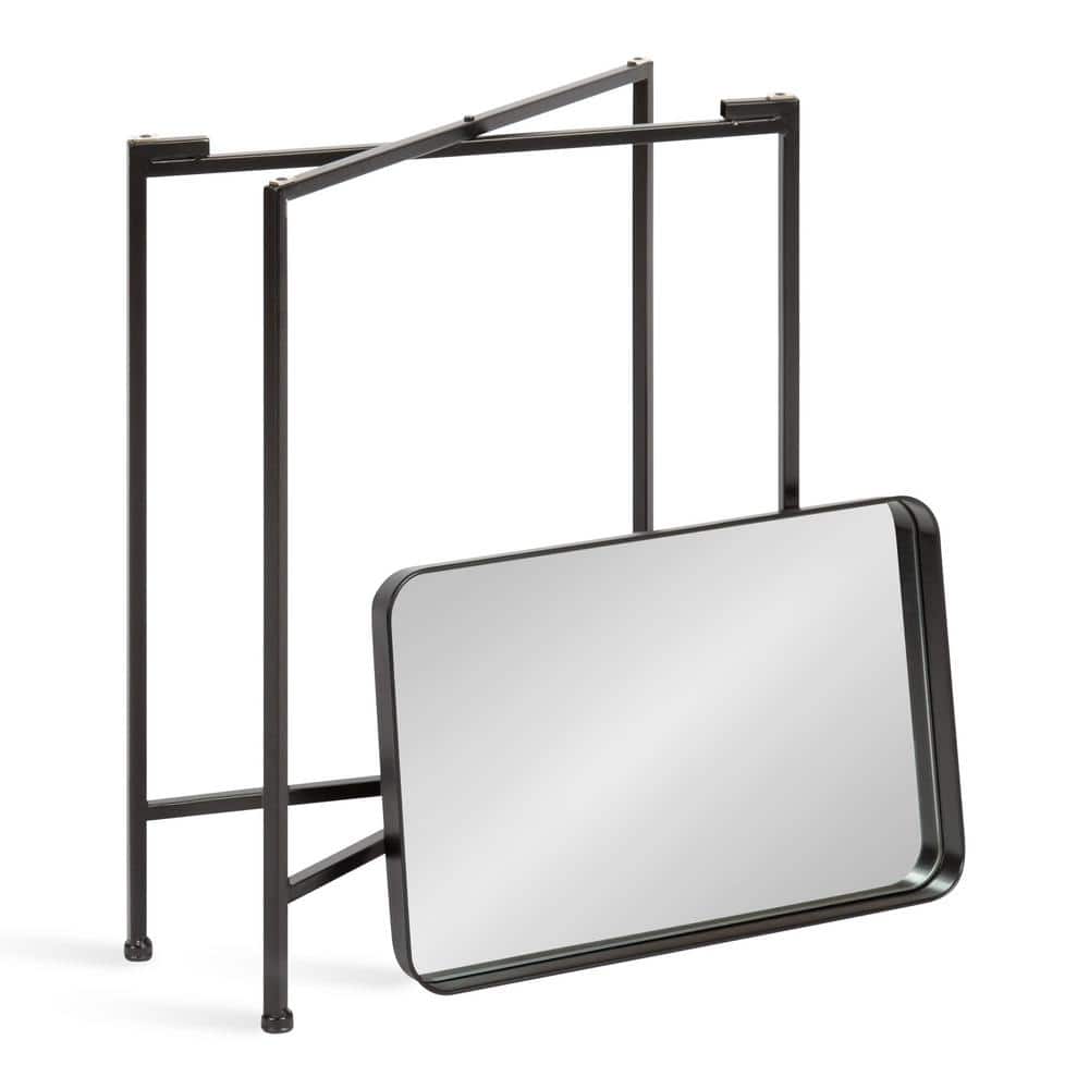 Celia 26'' Black Metal and Mirrored Glass Modern Side Table