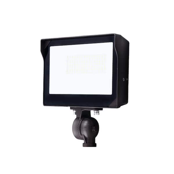 MEDINAH POWER 150-Watt Equivalent 3200 Lumens 100 Degree Bronze Dusk-to-Dawn Integrated LED Flood Light, 5000K Daylight