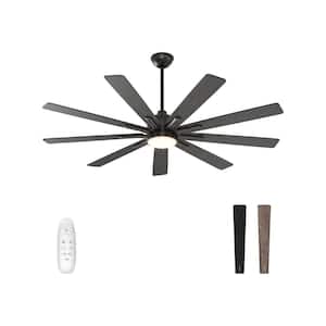 62 in. Indoor Black Low Profile Ceiling Fan with Color Changing LED and Remote Control Silent DC Motor, 9-Blades