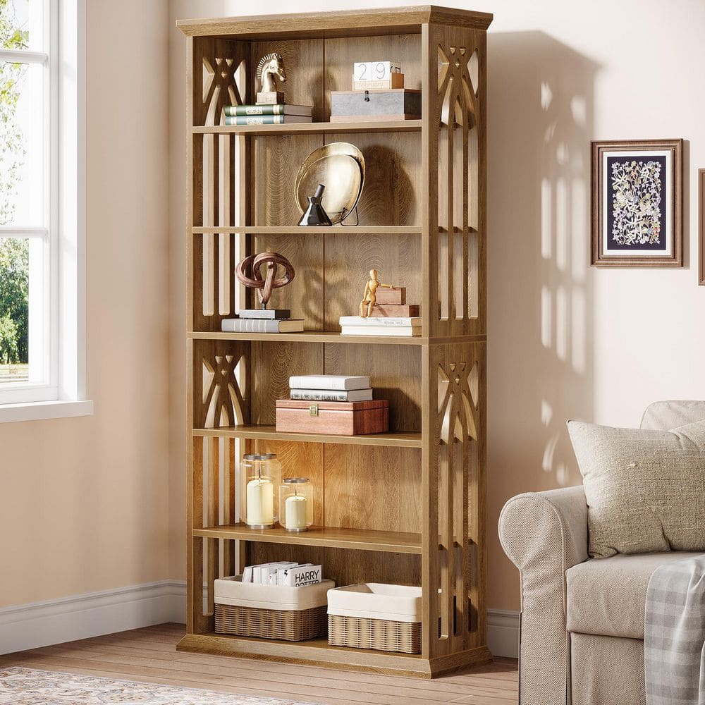 TRIBESIGNS WAY TO ORIGIN Frailey 75 in. Tall Oak Wood 6-Shelf