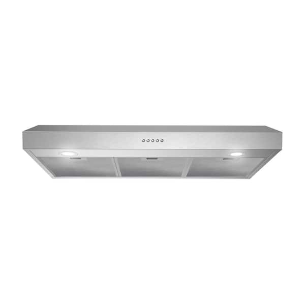 36 in. 165 CFM Ostiglia Ductless Under Cabinet Range Hood in Brushed Steel,Mesh Filters, Push Button Control, LED Lights