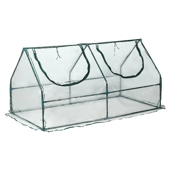 Aoodor 6 ft. W x 3 ft. D x 3 ft. H Portable Mini Greenhouse Kit with 2 Roll-up Zipper Doors, Transparent