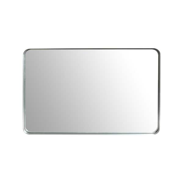 Unbranded 36 in. W x 30 in. H Rectangular Framed Beveled Wall Bathroom Vanity Mirror in Silver