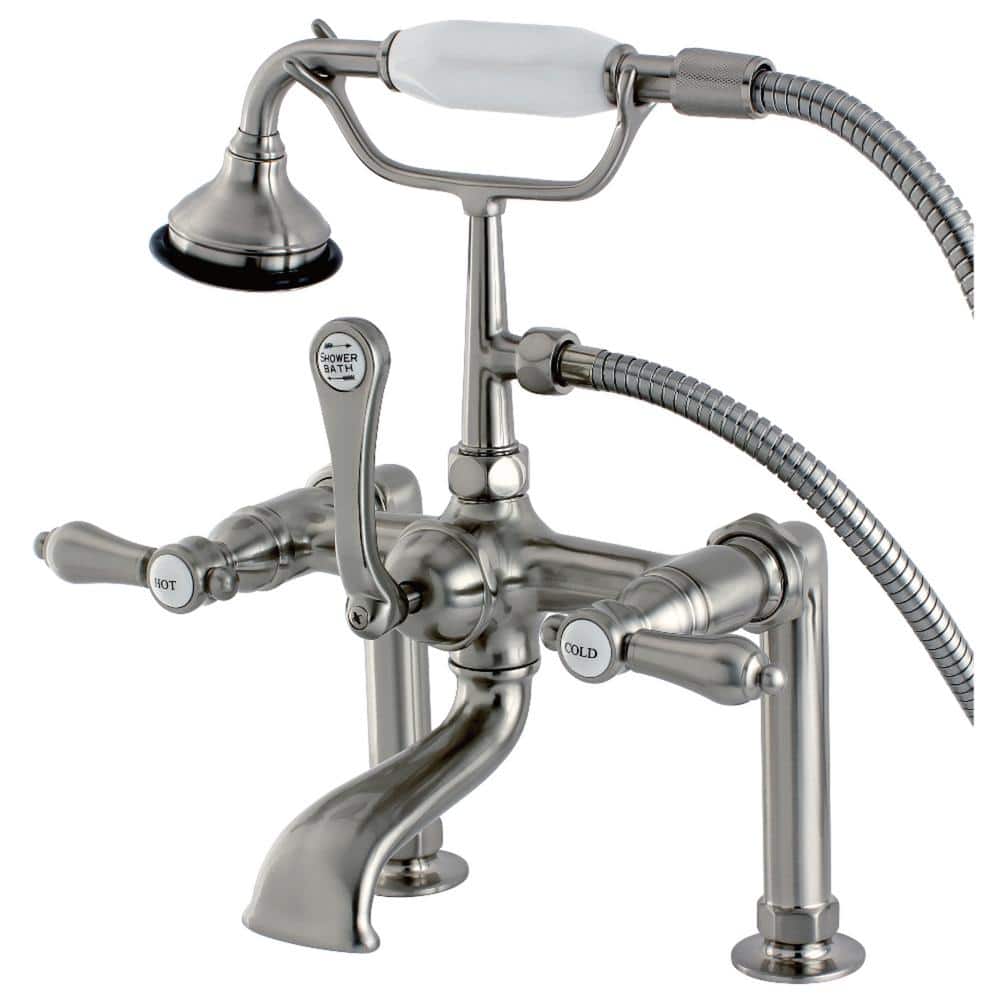 Brushed Nickel Vintage Deck Mount Clawfoot Tub Faucet with Hand Shower
