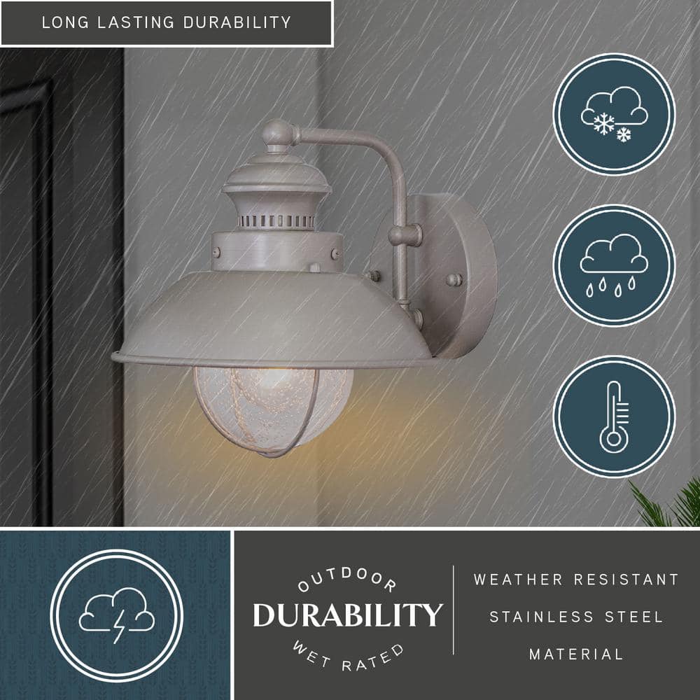Harwich Brushed Nickel 8-Inch Nautical Outdoor Wall Sconce