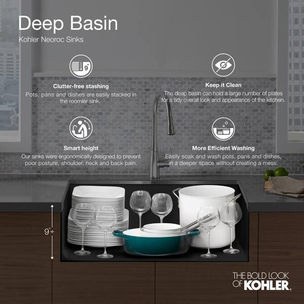 KOHLER Kennon Neoroc Matte Brown Granite Composite 33 in