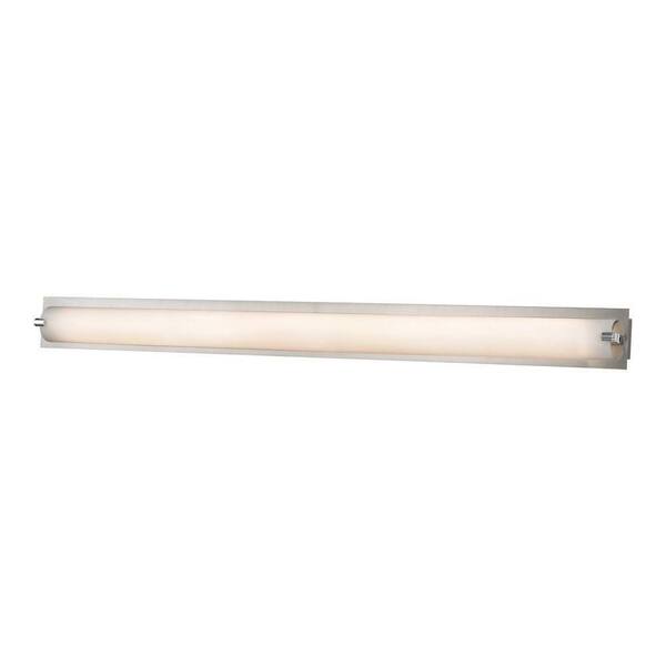 Titan Lighting Piper Matte Satin Nickel Integrated LED Large Vanity Light with White Opal