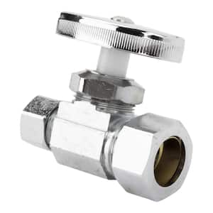 1/2 in. Nominal Compression Inlet x 3/8 in. O.D. Compression Outlet Multi-Turn Straight Shut-Off Valve, Chrome