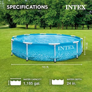 10 ft. x 30 in. Steel Metal Frame Beachside Swimming Pool with Filter Pump