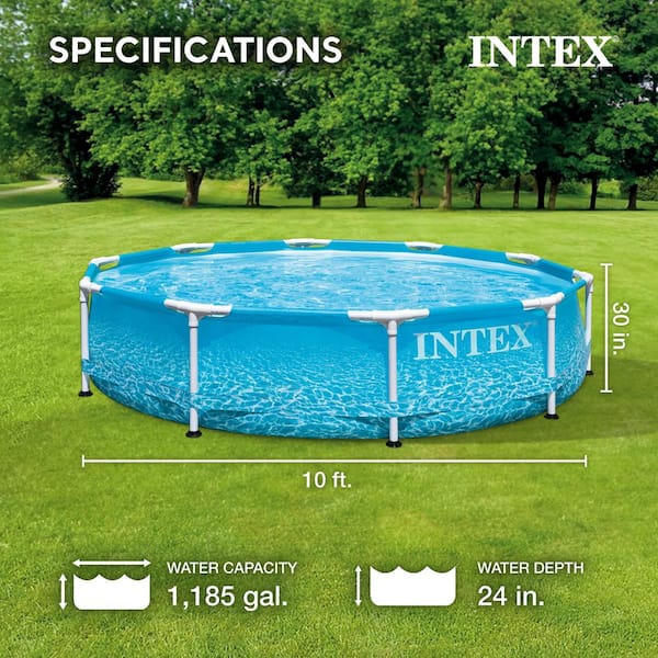 10 ft. x 30 in. Steel Metal Frame Beachside Swimming Pool with Filter Pump