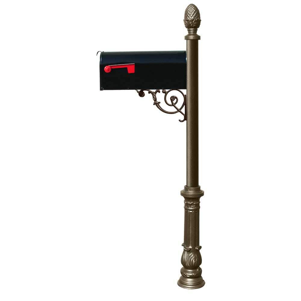 Lewiston Bronze Decorative Post Mounted Mailbox System with Non-Locking E1 