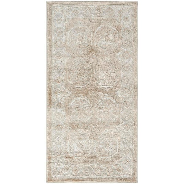 Dekor Cream Beige 2 ft. x 4 ft. Geometric Traditional Area Rug