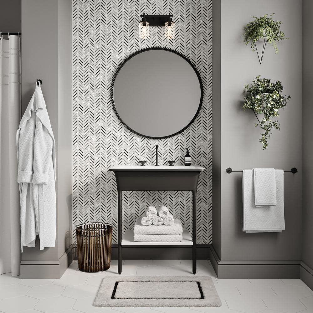 Ivy 32" Matte Black and White Solid Surface Console Sink