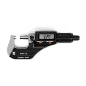 Standard and Metric Digital Micrometer with 0 in. to 1 in. Range, 0.00005 in. Accuracy, LCD Readout and Storage Case
