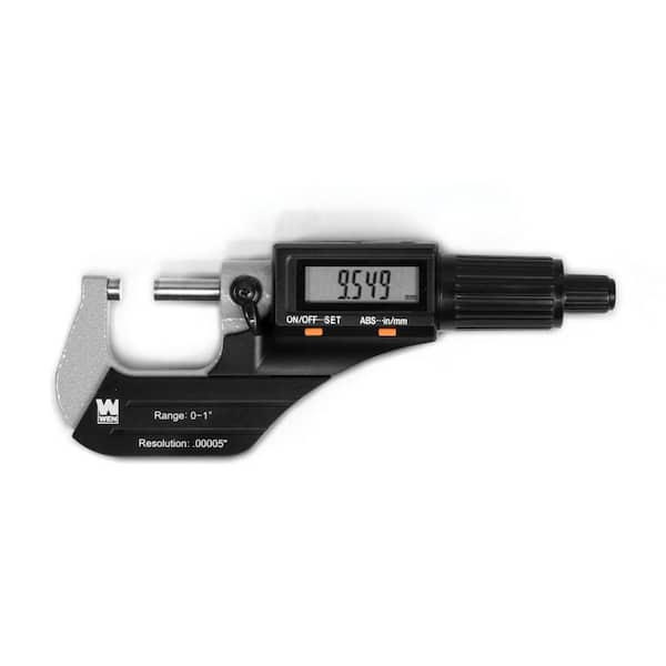 WEN 10725 Standard and Metric Digital Micrometer with 0 to 1-Inch Range .00005-Inch Accuracy LCD Readout and Storage Case