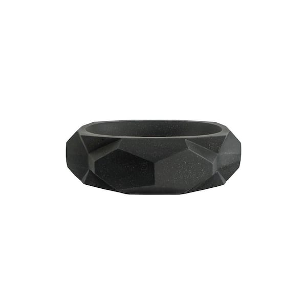 Kyan 20 in. Oval Concrete Vessel Bathroom Sink in Terrazzo Black
