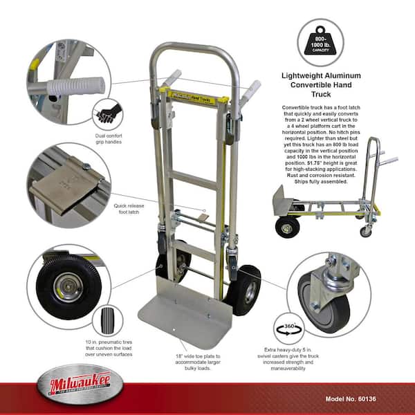 800 lb. Capacity Convertible Modular Aluminum Hand Truck