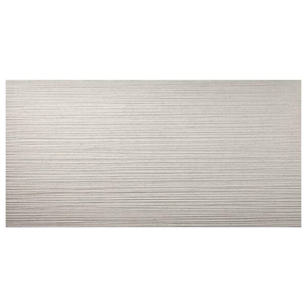 Vitaria Pleated Ivory White 4 in. x 0.35 in. Textured Matte Porcelain Wall Tile Sample