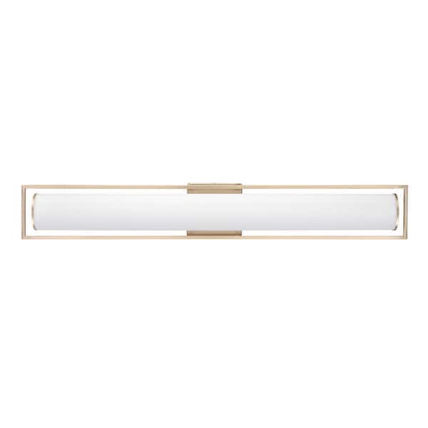 Teylor 32 in. 1 LED-Light Matte Black Vanity-Light with White Shade