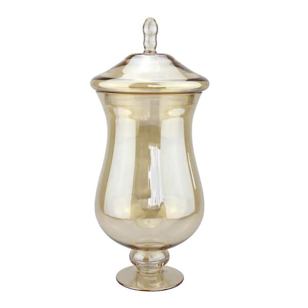 Stonebriar Collection 16.5 in. x 7 in. Amber Glass Apothecary Jar