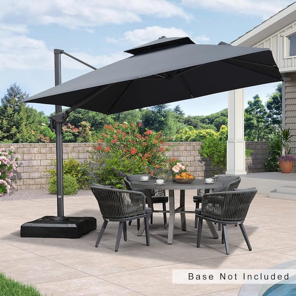 PURPLE LEAF 10 ft. Square Double Top Outdoor Aluminum 360° Rotation Cantilever Patio Umbralla in Gray