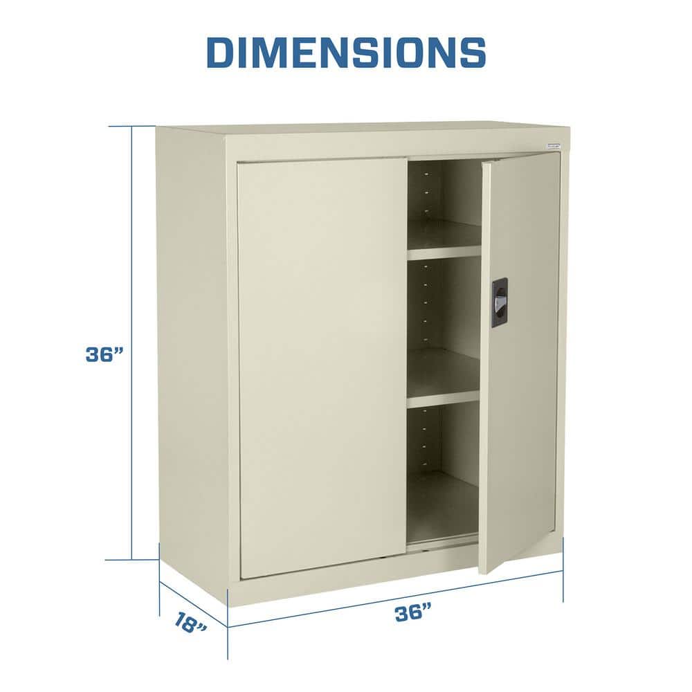 Putty Steel Freestanding Lockable Cabinet with Adjustable Shelving