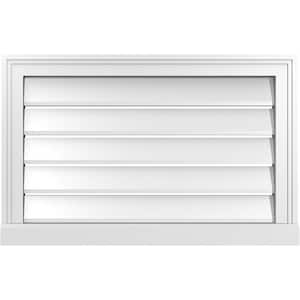 28" x 18" Vertical Surface Mount PVC Gable Vent: Functional with Brickmould Sill Frame