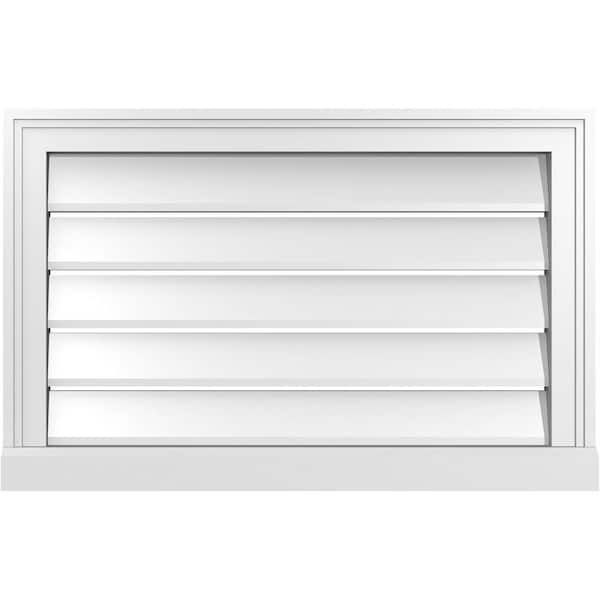 Ekena Millwork 28" x 18" Vertical Surface Mount PVC Gable Vent: Functional with Brickmould Sill Frame