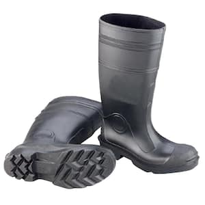 Men's Size 13 Black PVC Plain Toe Waterproof Rain Boots