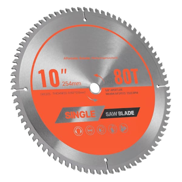 Circular Saw Blade, 10 in. Diameter Aluminum Cutting Blade with Noise-Reducing Heat Vents for Cutting Steel and Metal