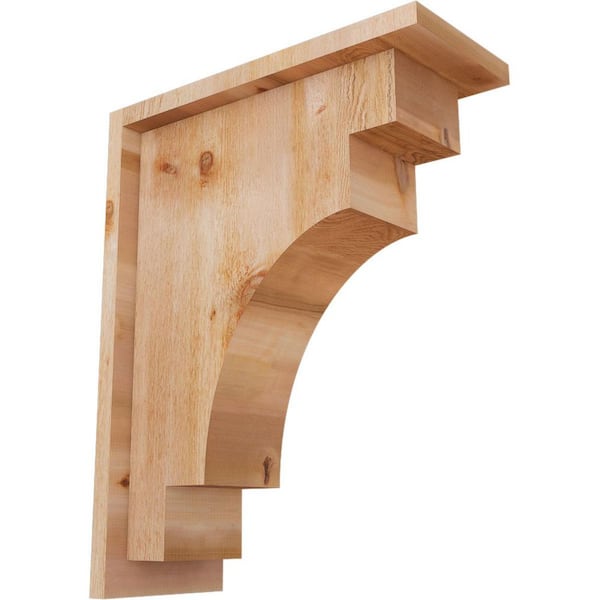 Ekena Millwork 6 in. x 14 in. x 18 in. Western Red Cedar Mediterranean Rough Sawn Corbel with Backplate