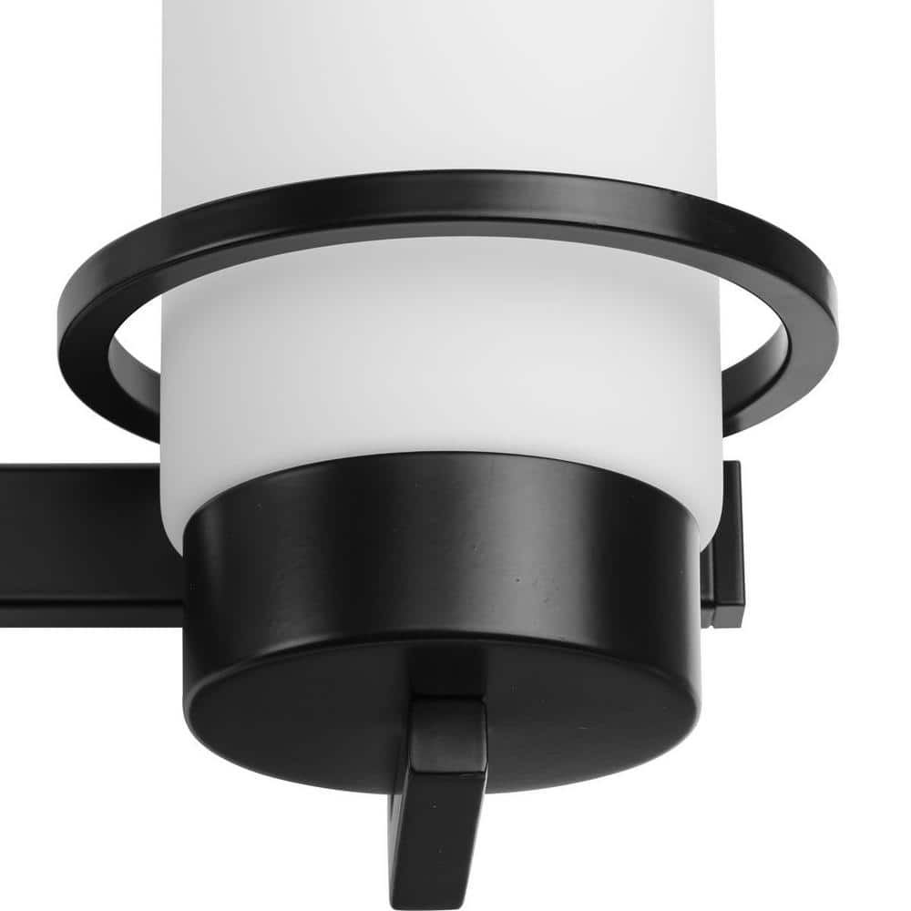 Matte Black 3-Light Vanity with White Glass Shades