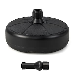 Fillable Round Patio Umbrella Base Water and Sand Filled Umbrella Stand Suitable for 1.5 in. Umbrella Poles in Black