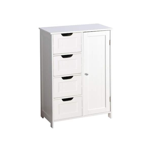 aisword White Tall Bathroom Cabinet, Freestanding Storage Cabinet with Drawer and Doors, Acrylic Door, Adjustable Shelf