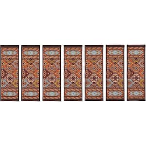 Indoor Bakhtiari Design Multi 8-1/2 in. x 26 in. Slip Resistant Backing Stair Tread Cover (Set of 7)