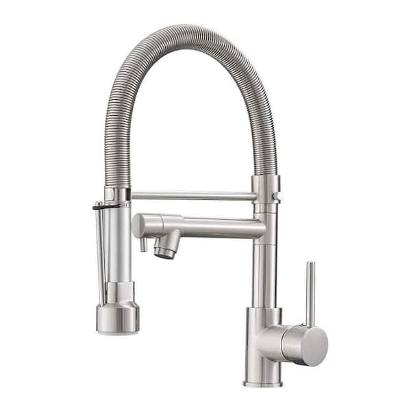 Brushed Nickel Touch 16.53 in. H Pull Down Sprayer Kitchen Faucet with 360 ° Spout Swivel