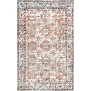 Finley Machine Washable Vintage Distressed Beige Doormat 2 ft. x 3 ft.  Accent Rug