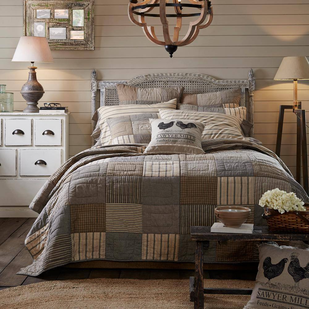 Sawyer Mill Charcoal Grey Cotton Patchwork Twin Quilt
