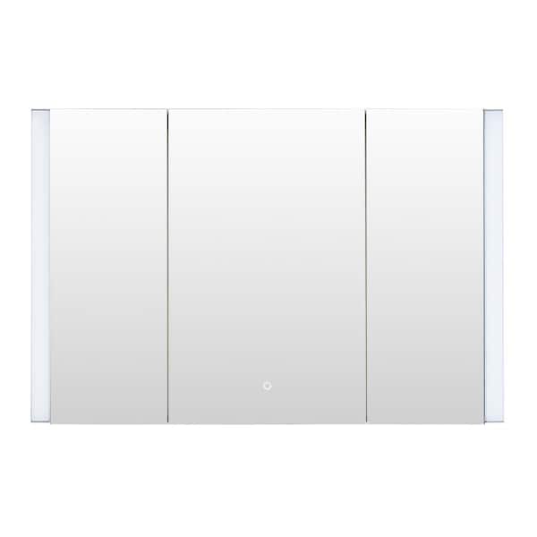 Serra 48 in. W x 32 in. H Rectangular Aluminum Medicine Cabinet with Mirror